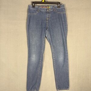 Mudd Jeans Girls 16 Blue 6BM31217 Slim Leg Stretch Denim Embroidered Pockets see